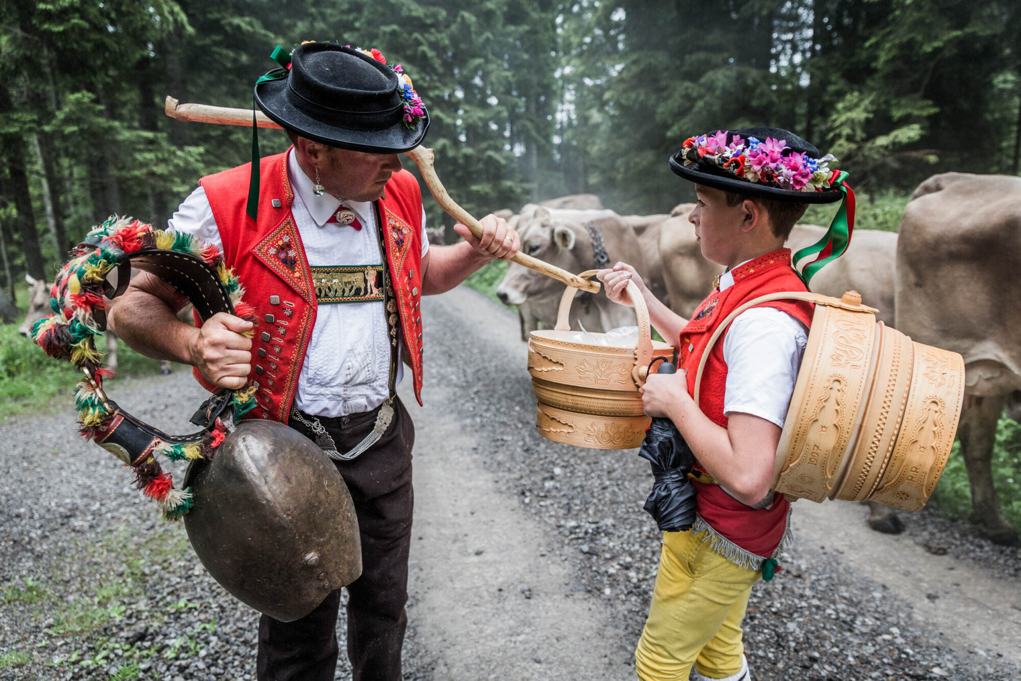 Lehmen; Potersalp, Appenzell, Schweiz, 22. Juni 2013 - Alpfahrt auf die Potersalp der Familie Reto Ruesch.