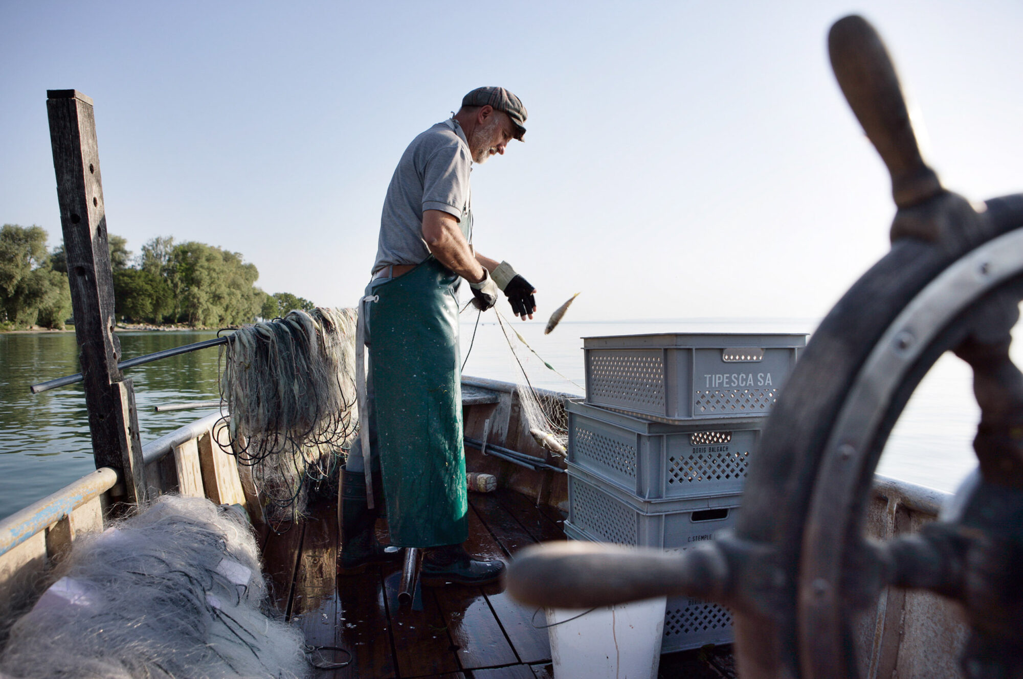Steinach, St. Gallen, Schweiz, 16. Juli 2007 - Peter Klingenstein, Fischer auf dem Bodensee. Klingenstein ist Praesident des Schweizerischen Fischereiverbandes,

Photo by Daniel Ammann