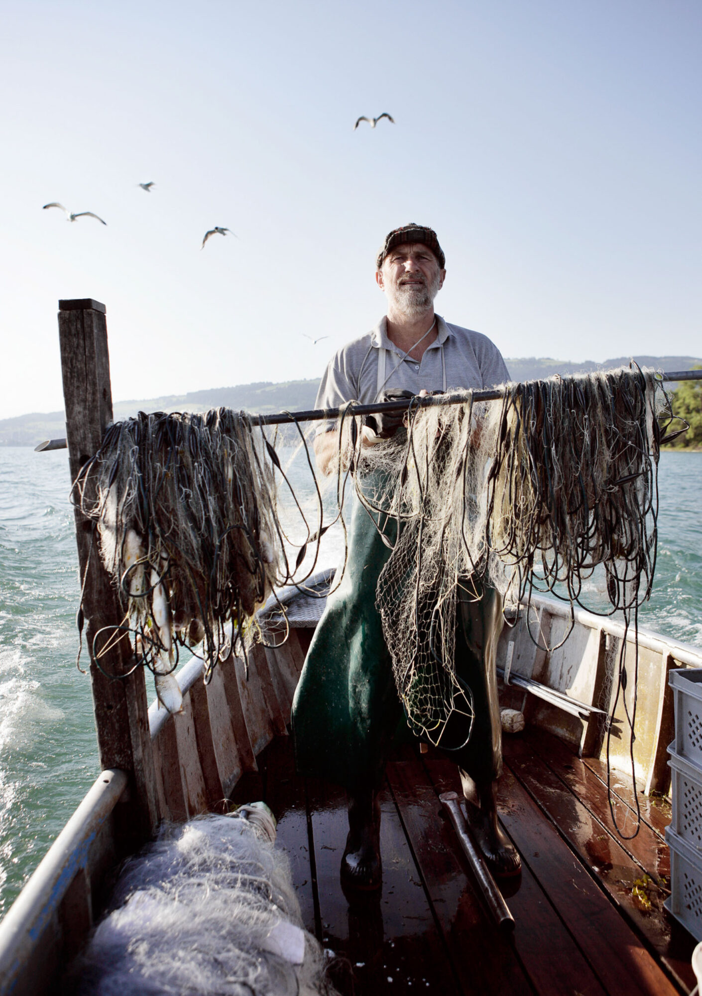 Steinach, St. Gallen, Schweiz, 16. Juli 2007 - Peter Klingenstein, Fischer auf dem Bodensee. Klingenstein ist Praesident des Schweizerischen Fischereiverbandes,

Photo by Daniel Ammann