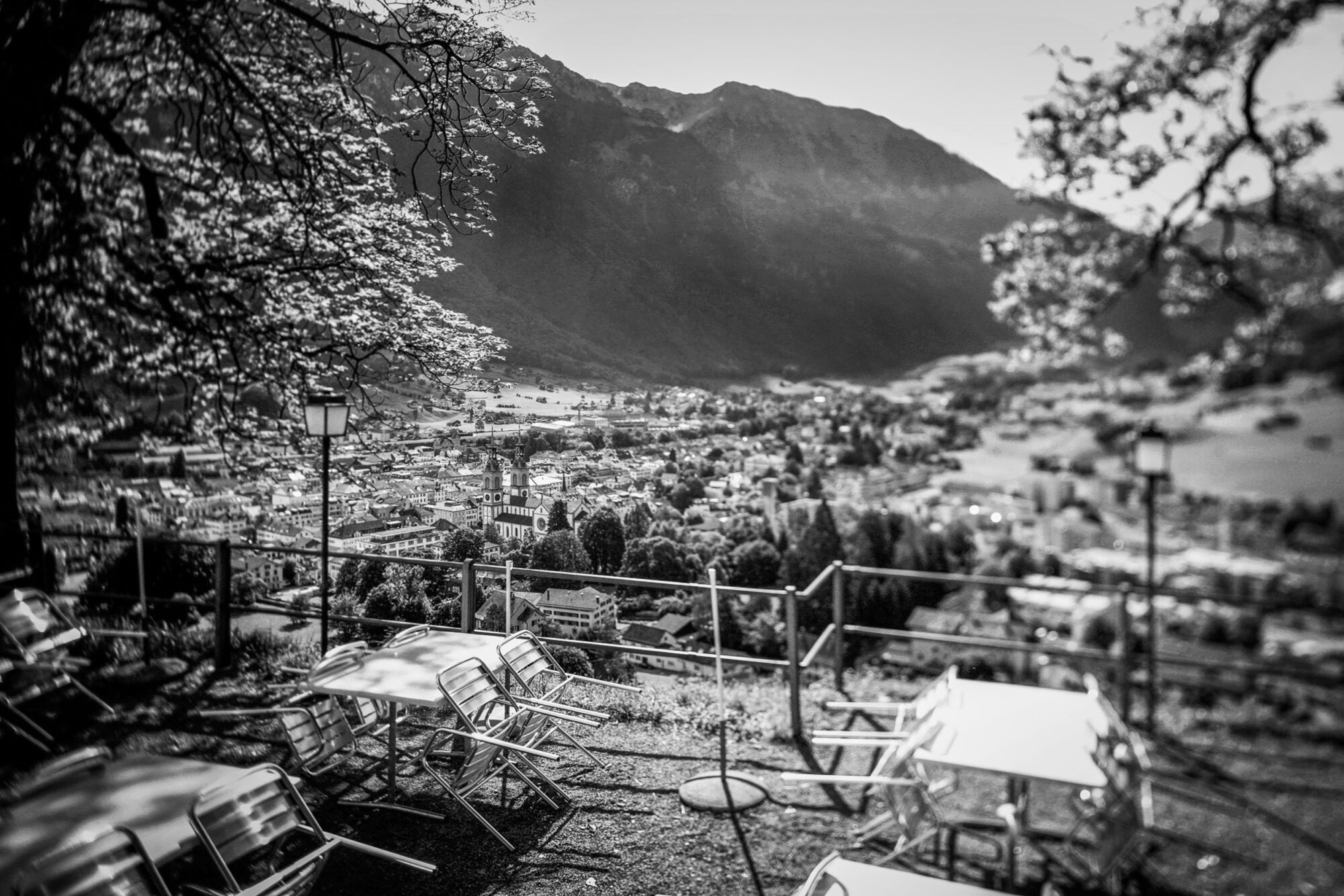 Glarus, Schweiz, 4. August 2008 - Blick vom Restaurant Bergli auf Glarus.

Photo by Daniel Ammann