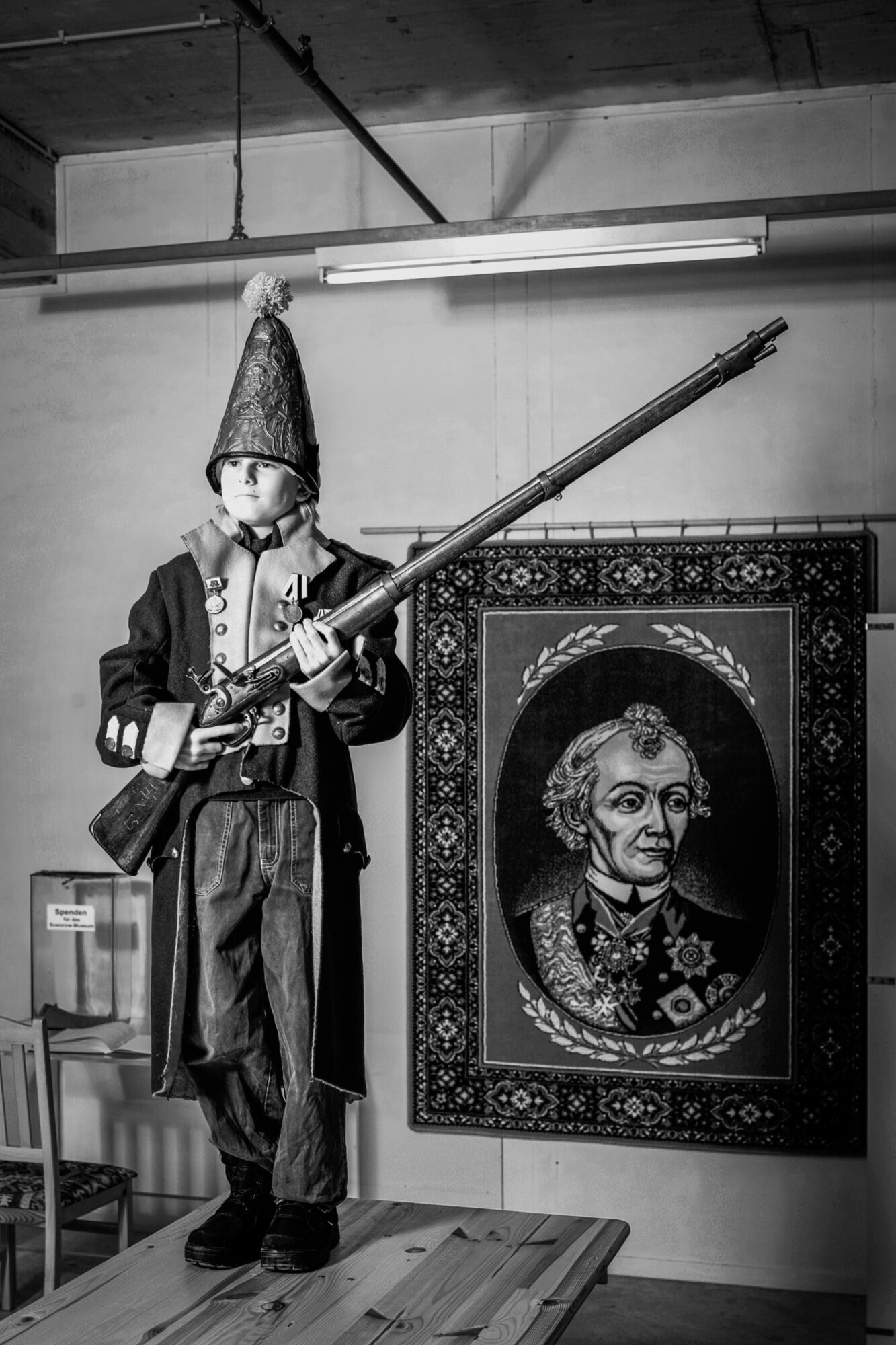 Schwanden, Glarus, Schweiz, 4. August 2008 -  Samuel Alexander Gaehler im Suworow Museum.

Photo by Daniel Ammann