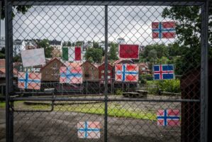 Trondheim, Norwegen, 28. August 2013 - Stadtrundfahrt mit dem Velo in Trondheim, Reise mit der Midnatsol auf die Hurtigruten.