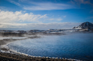 Akureyri, Island, 15. Mai 2016 - Reportage in Island, Akureyri nach Myvatn, Namafjall, Hochtemperatur Gebiet mit Dampf und Schlammquellen.