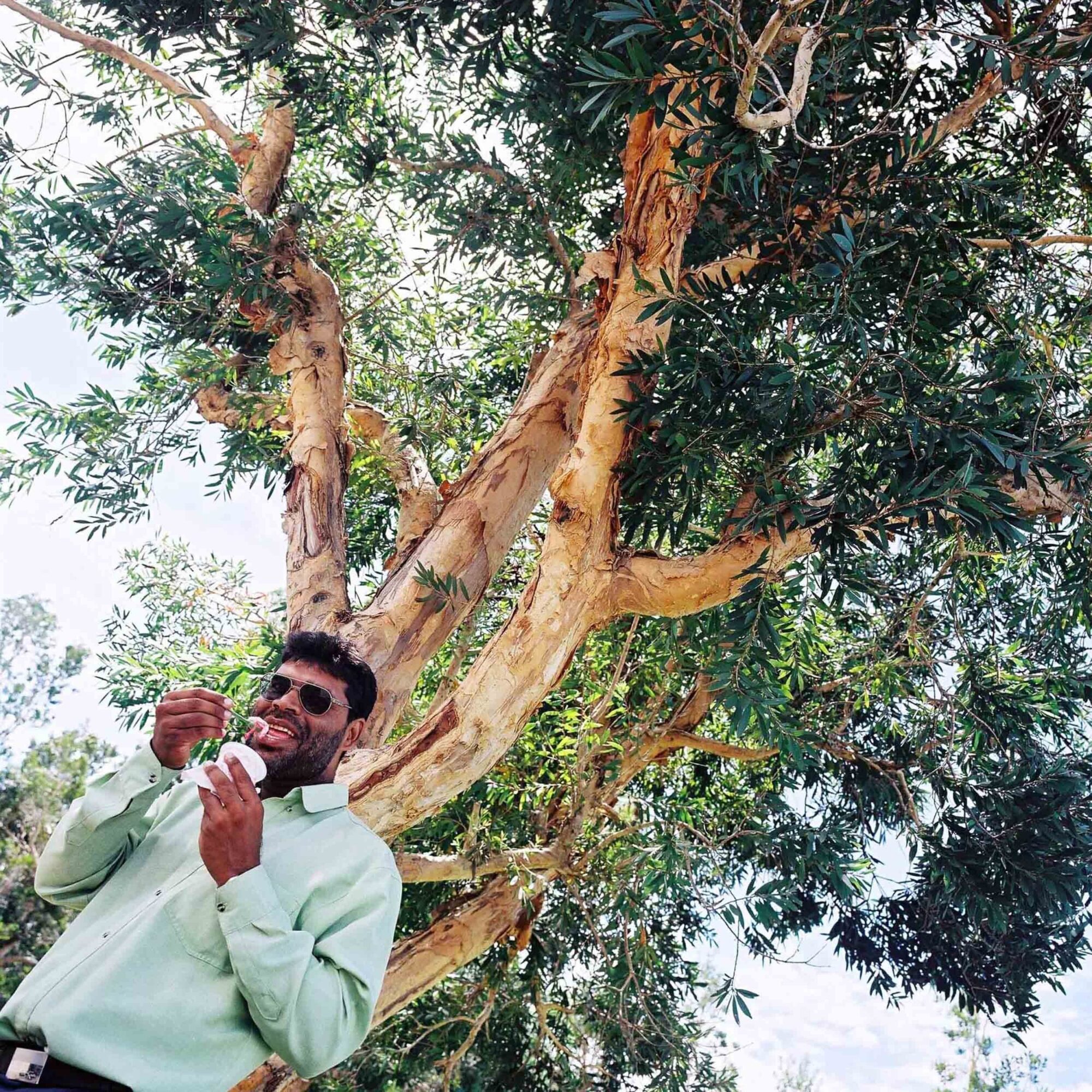 MAURITIUS,17.MAERZ02 -  Ferien auf der Insel Mauritius. Eis Verkaeufer unter einem Baum stehend, genuesslich seine Suessigkeit verzehrend.

photo by Daniel Ammann