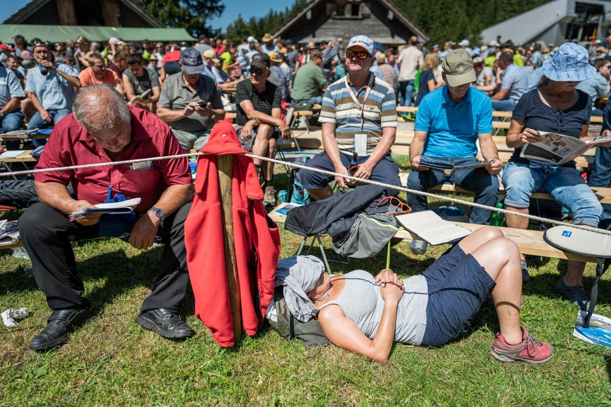 Schwaegalp, St. Gallen, Schweiz, 11. August 2019 - Schwaegalp Schwinget, Berg Kranzfest, Sport.