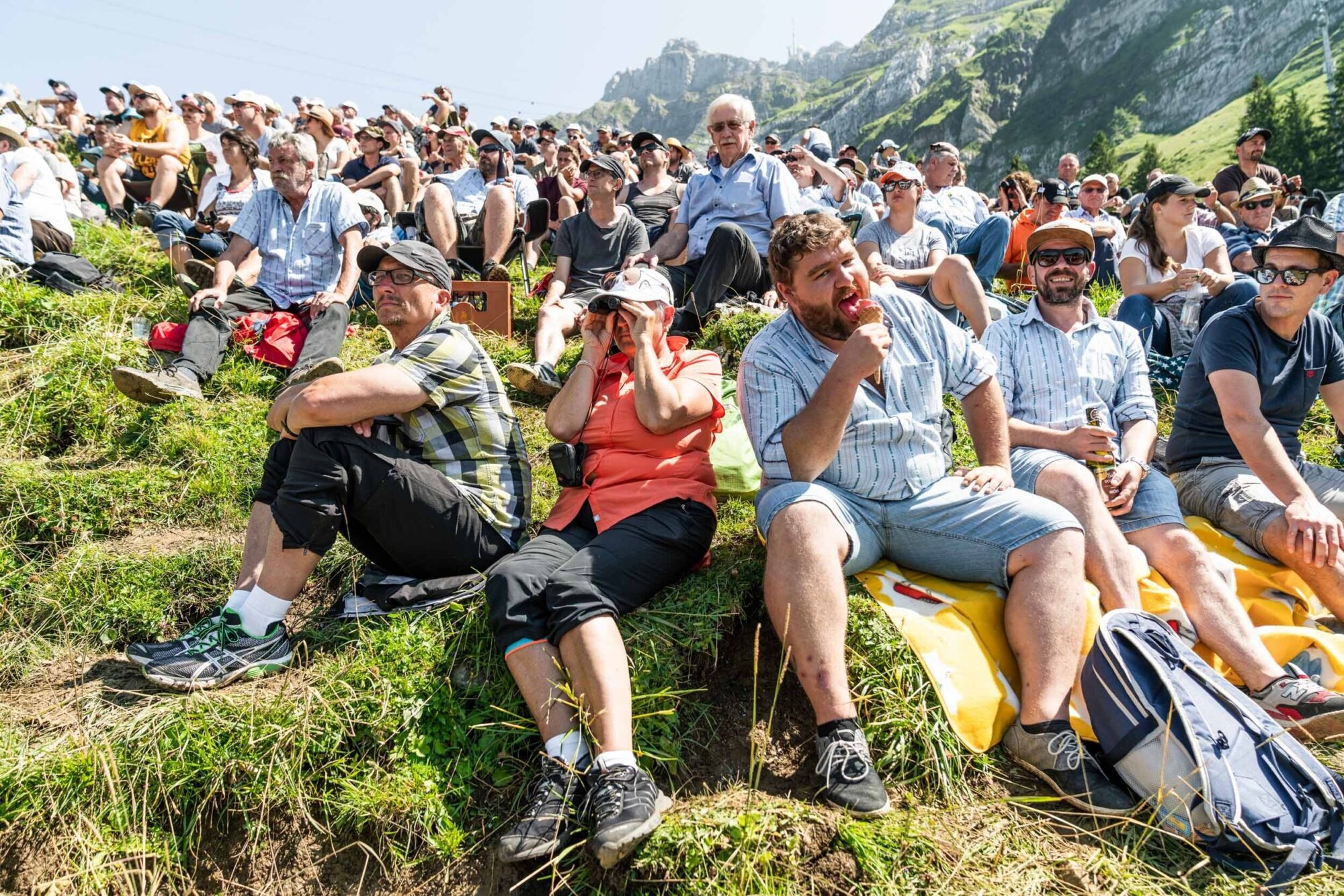 Schwaegalp, St. Gallen, Schweiz, 11. August 2019 - Schwaegalp Schwinget, Berg Kranzfest, Sport.