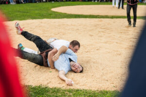 Schwaegalp, St. Gallen, Schweiz, 11. August 2019 - Schwaegalp Schwinget, Berg Kranzfest, Sport.