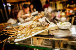 Tokio, Japan, 15. Februar 2009 - Tokio, Hauptstadt von Japan. Restaurant. Fisch.

Photo by Daniel Ammann