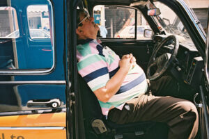 ENGLAND,1.AUGUST02 - Bilder der Reise durch das Koenigreich England von Nadja Tarnutzer und Daniel Ammann. Buchprojekt England 2002. Taxifahrer beim Mittagsschlaf.

photo by Daniel Ammann